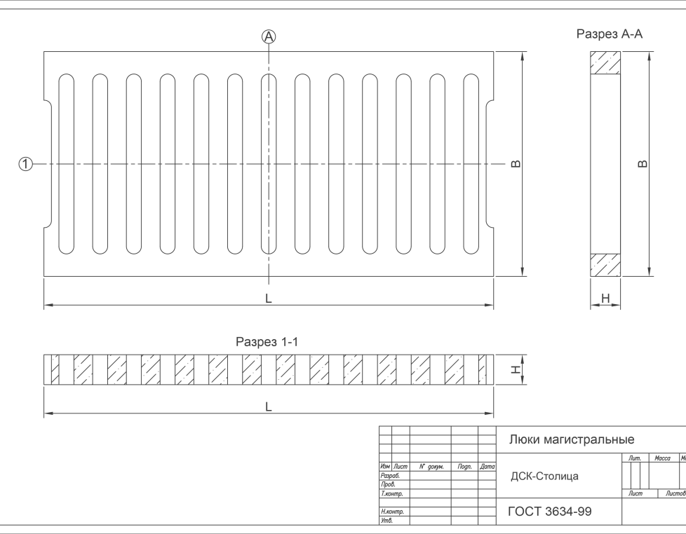 Чугунная решетка 600x300x40